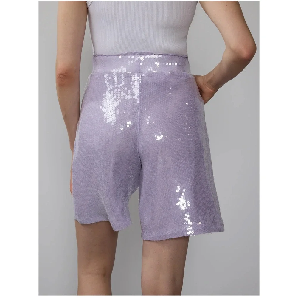 NY&C New‎ York & Company Sequin Shorts Lilac Purple Party Sparkly XL